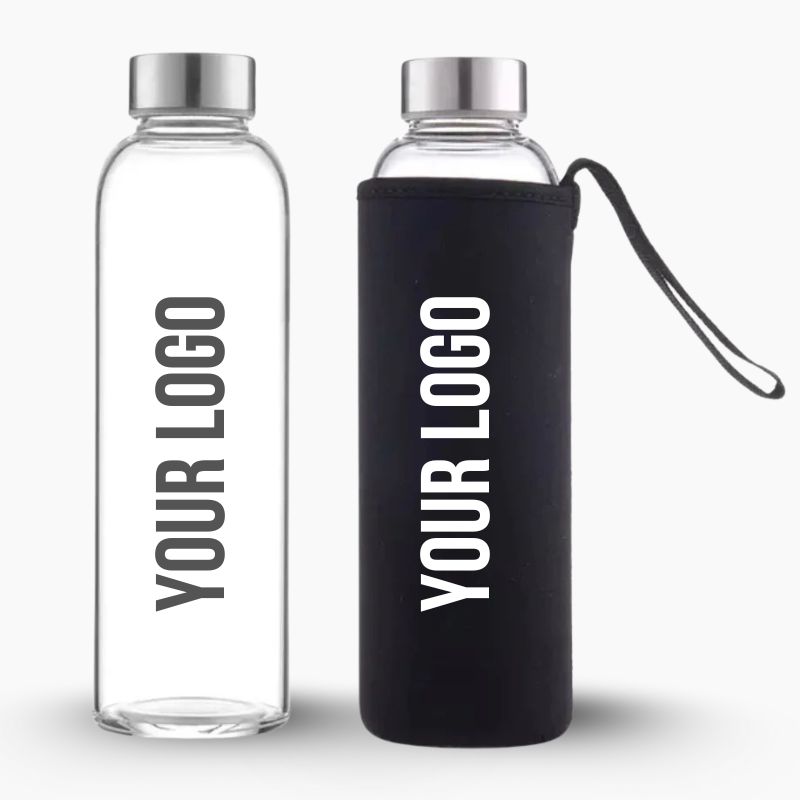 Glass Bottle Main Crysto | Premium Glass Bottle with Carry Sleeve - Image 1