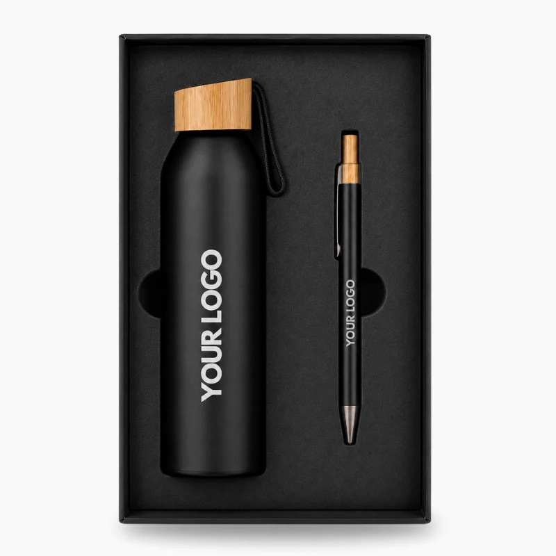 Eco Gift Box with Bamboo wood water Bottle and Ballpen Eco | Water Bottle - Pen - Image 1