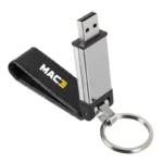 Bailey I Metal USB Drive + Keyring with Leatherette Cover - Image 2