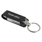Bailey I Metal USB Drive + Keyring with Leatherette Cover - Image 4
